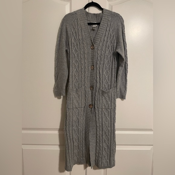 Chico's Sweaters - CHICO’s Gray Cable Knit Long Sweater Cardigan